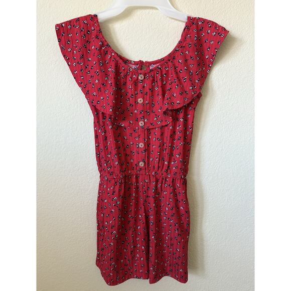 Lot Of 2 Justice Floral Ruffle Sleeveless Elastic Waist Girls Romper Size M 10 - Picture 5 of 15